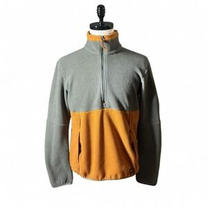 REI Co-op Fleece Colorblock Quarter Zip Pullover Jacket Womens Small Gray Orange